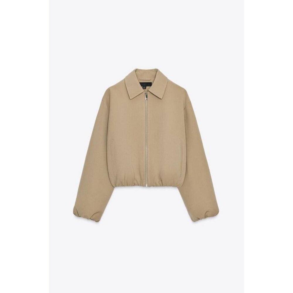 ZARA PUFF-SLEEVE BOMBER JACKET - Picture 1 of 8